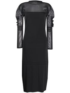 Pleats Please Issey Miyake платье с сетчатыми вставками