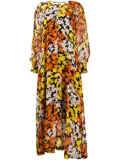McQ Alexander McQueen платье с цветочным принтом и длинными рукавами