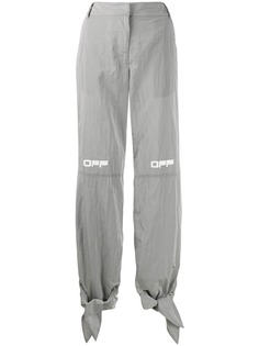 Off-White брюки с логотипом и завязками на манжетах