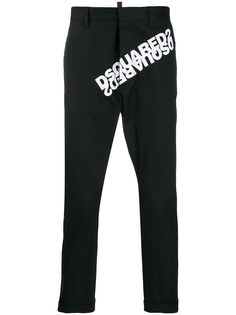 Dsquared2 брюки строгого кроя с контрастным логотипом