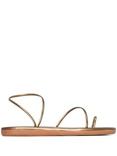 Ancient Greek Sandals bronze Kansiz flat leather toe ring sandals
