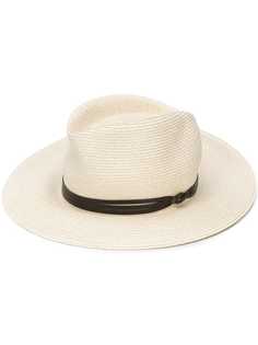 Eleventy leather ribbon detail hat