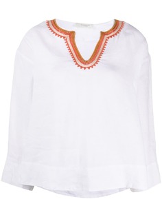 Zanone блузка с V-образным вырезом и вышивкой