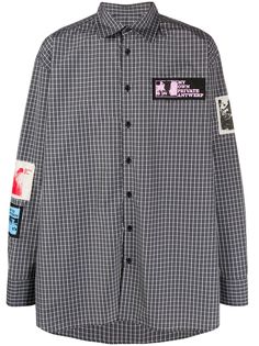 Raf Simons клетчатая рубашка с нашивками