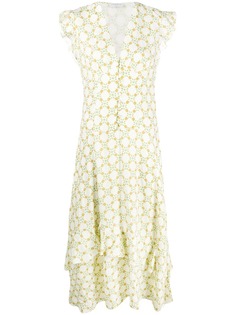 Sandro Paris платье с цветочным принтом и оборками