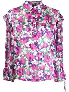 Pinko блузка с оборками и цветочным принтом