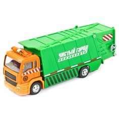 Мусоровоз ТЕХНОПАРК Чистый город (1023S-R) 20.5 см зеленый/оранжевый