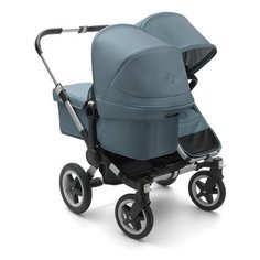 Универсальная коляска Bugaboo Donkey 2 Duo Track (2 в 1) серебристый/серо-голубой/серо-голубой, цвет шасси: серебристый