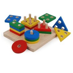 Пирамидка-сортер PlanToys Доска с геометрическими фигурами 2403