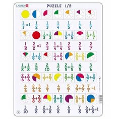 Рамка-вкладыш Larsen Математика 1/2 (AR5), 35 дет. серый