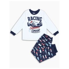 Пижама Веселый Малыш размер 128, белый/темно-синий