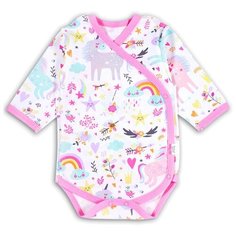 Боди Веселый Малыш размер 62, белый/розовый