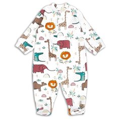 Комбинезон Веселый Малыш размер 74, белый/зеленый/светло-коричневый