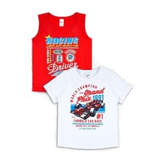 Комплект одежды Веселый Малыш размер 98, белый/красный