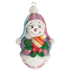 Елочная игрушка Magic Time Снеговик с игрушкой (77789) белый/фиолетовый