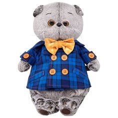 Мягкая игрушка Basik&Co Кот Басик в синей куртке и с бантом 30 см