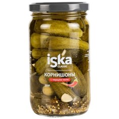 Огурцы корнишоны Classic с перцем чили Iska стеклянная банка 350 г