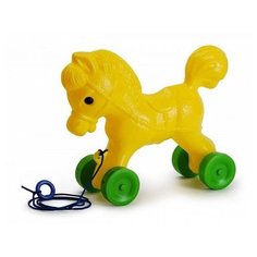 Каталка-игрушка Росигрушка Лошадка (9107) желтый/зеленый
