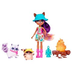 Набор с куклой Enchantimals Милашки у костра Рейлин Енот, 15 см, FJJ29
