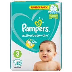 Pampers подгузники Active Baby-Dry 3 (6-10 кг) 82 шт.
