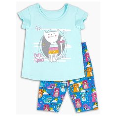 Пижама Веселый Малыш размер 134, мятный/синий