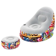 Надувное кресло Bestway Graffiti с подушкой для ног 75076