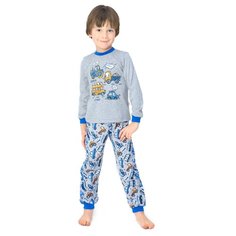 Пижама Веселый Малыш размер 92, серый/синий