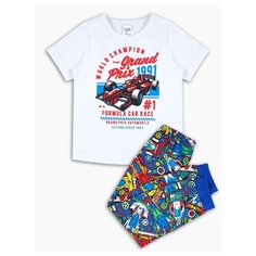 Пижама Веселый Малыш размер 92, белый/синий