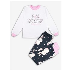 Пижама Веселый Малыш размер 92, белый/черный/розовый