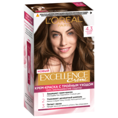 LOreal Paris Excellence стойкая крем-краска для волос, 4.3, Золотой Каштан