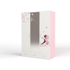 Шкаф ABC-KING Фея с зеркалом розовый 3-х дверный