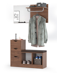 Тумба для обуви с вешалкой Mobi Лайт 10.84 + 03.292 орех, 97,4х32х74,4 + 105х32х51 см