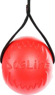 Апорт для собак DOGLIKE Мяч с лентой, большой коралловый, длина 10 см