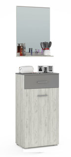 Mobi Юнона Прихожая 1, комод + зеркало дуб белый/серый шифер, 55х35х191 см. универс.сборка