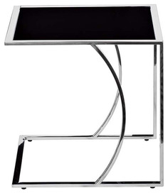 Журнальный столик Garda Decor 13RXNT5076L 13RXNT5076L 50,5х49х45 см, хром/чёрное стекло