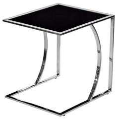 Журнальный столик Garda Decor 13RXNT5076M 13RXNT5076M 44х40х45 см, хром/чёрное стекло