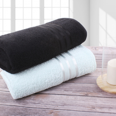 Полотенце банное Doome Гармоника Ментоловый, Черный (70х130 см - 2 шт)