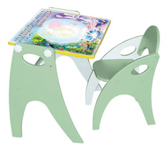 Комплект детской мебели ИНТЕХПРОЕКТ Парта-мольберт и стульчик Части света салатовый