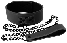 Черный виниловый ошейник Collar на цепочке NS Novelties