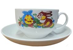 Чашка чайная с блюдцем Дулево Янтарь Веселый Колобок,210мл., фарфор
