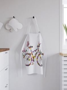 Фартук кухонный регулируемый "Цветочный велосипед с бабочками", универсальный размер Joy Arty