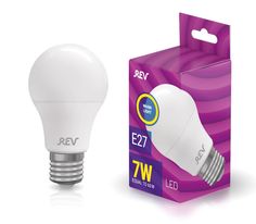 Лампочка светодиодная LED, груша Е27 7W 2700K теплый свет REV
