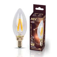 Лампа светодиодная FILAMENT свеча С37 E14 5W, 4000K, DECO Premium, холодный свет REV