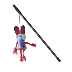 Игрушка для кошек Грызлик Ам Заяц с веревками дразнилка со звуком 30 см