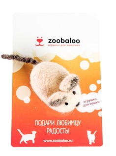 Игрушка для кошек Zoobaloo Шерстяная мышь Эмма, белый, 6 см