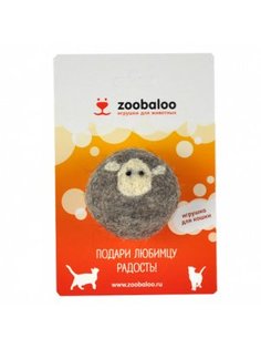 Игрушка для кошек Zoobaloo Шерстяной мяч Овечка, серый, 6 см