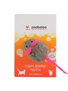 Игрушка для кошек Zoobaloo Шерстяная мышь Эмма, серая, 6 см