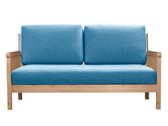 Прямой диван АНД Норман Голубой, рогожка, Сосна натуральная