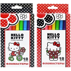 Набор фломастеров ACTION! Hello Kitty, с печатью на корпусе, 18цв., картон с е/п, 2 диз.