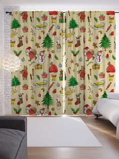 Шторы с фотопечатью "Новогодние игрушки" из сатена, 290х265 см Joy Arty